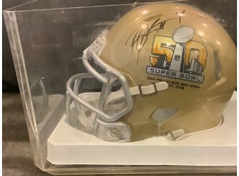 Signed Super Bowl 50 Mini Helmet.
