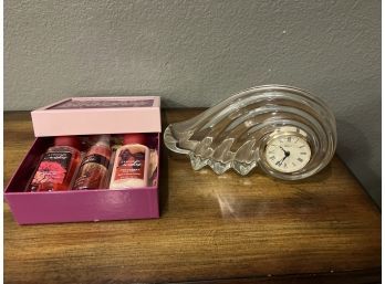 Modern Glass Mikasa Clock And Gift Box