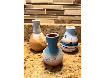 Lot Of Three Native Signed Vases