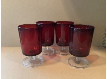 Set Of Red Cranberry Glasses MCM