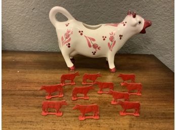 Porcelain And Metal Cows
