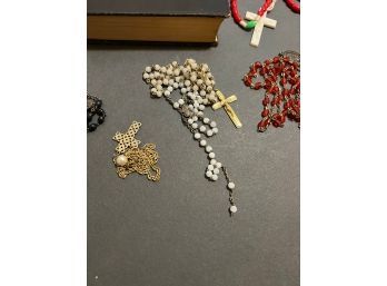 Rosaries, Beads,  St Theresa, St Christopher, 1935 Bible