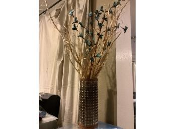Copper Accent Vase With Turquoise Flowers
