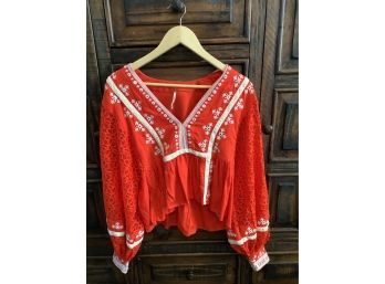 Free People Embroidered Blouse Size-xS