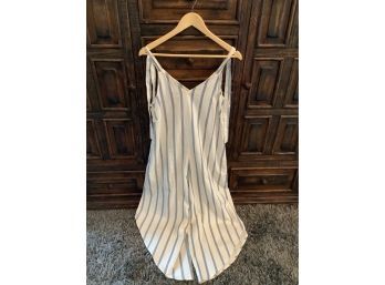 New Boutique Womens White And Blue Romper Size-Large
