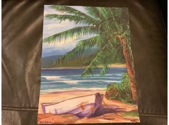Fabulous Seaside Painting On Canvas Signed
