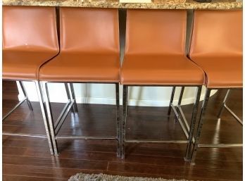 Set Of Four Leather Barstools