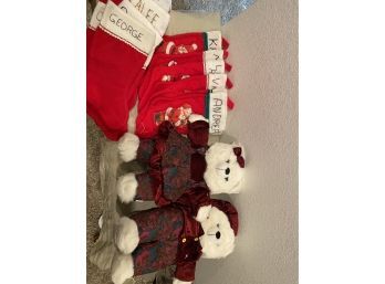 Christmas Bears And Christmas Stockings