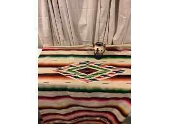 Vintage Mexican Satillo Blanket And Pottery