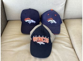 Lot Of 3 Denver Broncos Vintage Snapback And Velcro Hats