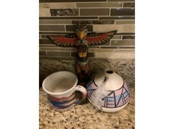 Native American  Collection With Wooden Kachina