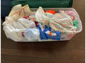 Giant Rubbermaid Of Vintage Baby Clothes And Blankets
