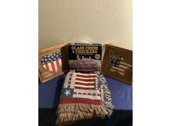Patriotic Lot With A Checkers And Chess Game