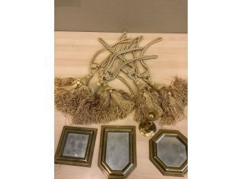 Antique Drapery Tassels, Gold Fram Mirrors And Brass Candle Holder