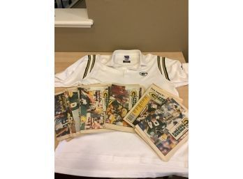 Green Bay Packers News Papers And Large Polo Shirt