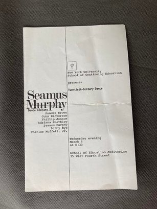 Seamus Murphy Dance Company Program, (c.1960's) NYU
