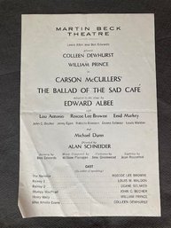 Martin Beck Theater Program 70's The Ballad Of The Sad Cafe