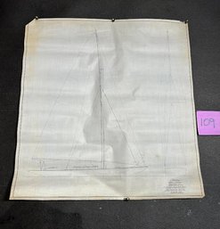 Yacht Drawing 1920-1929 F.M. Hoyt, Naval Architect-Survivor Of Titanic Disaster, Original Ink/Vellum No.109