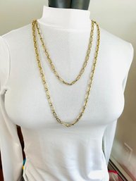 Vintage Monet Necklace Extra Long 54' Paperclip Chain Layering Gold Tone