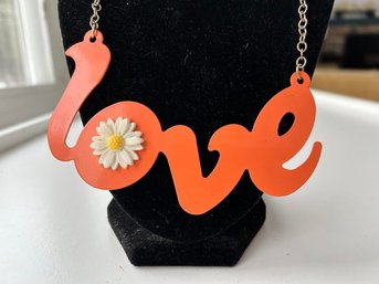 Hippie 60's  Style Mod Over Size 'LOVE' Pendant  Necklace