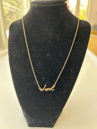 Modern Elegant Gold Tone 'Love' Necklace