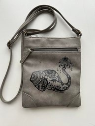 Elephant  Design Faux Leather  Shoulder / Crossbody Traveling Bag
