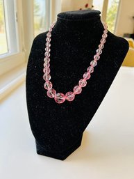 Vintage Faceted Pink Crystal  Beaded Necklace