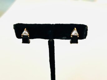 Art Deco Style Small Black And Small Faux Diamond Setting Pierced Earrings