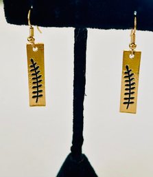 Modern Black Branch And Gold Tone Dangle Earrings
