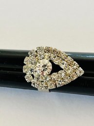 Pear Shaped Large Center Faux Diamond Rhinestone Adjustable Cocktail Ring