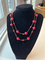 Modern 2 Strand Red Baubles Necklace