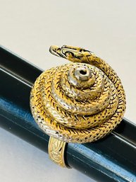 Vintage Gold Tone Ajustable  Snake Ring