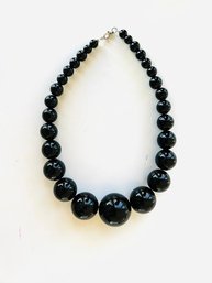 Modern Large Black Baubles Beaded Necklace Chocker