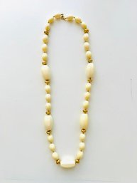 Vintage Cream And Gold Beaded Necklace