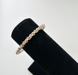 Vintage Silver Tone Frozen Chain Link Bangle Bracelet