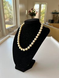 Elegant Signed Monet Faux Large Pearls  Hand Knotted Necklace Chocker