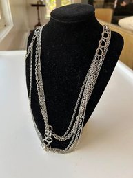 Timeless Silver Tone Extra Long Chain Necklace