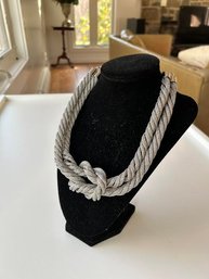 Couture Tag T Talbots Nautical Knot Twist Rope Necklace Choker Silver Tone