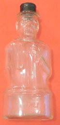 Empty Abraham Lincoln Clear Glass Coin Bank Bottle Lawrence MA Lincoln Foods