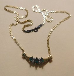 14 KT Gold Necklace With Diamonds And Other Stones 4.6 Grams About 16 1/2' Long