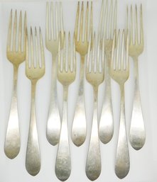 Sterling Silver (9) Forks 14.4 Troy Ounces No Monograms