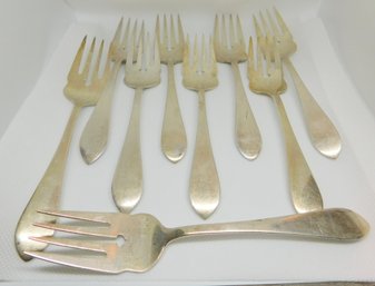 Sterling Silver (9) Forks 11 Troy Ounces No Monograms