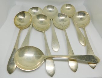 Sterling Silver (8) Soup Spoons 10.4 Troy Ounces No Monograms