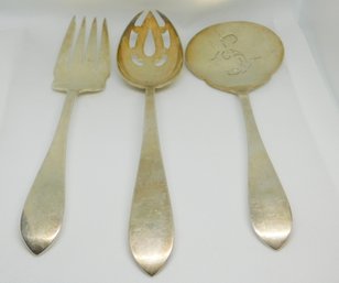 Sterling Silver (3) Serving Pieces 6.9 Troy Ounces No Monograms