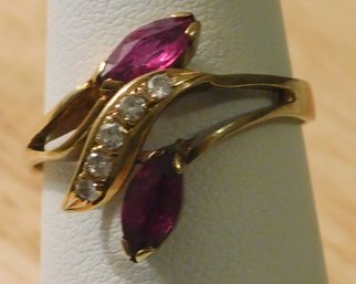 Ladies Diamond And Other Stone Ring Gold Not Tested Size 7