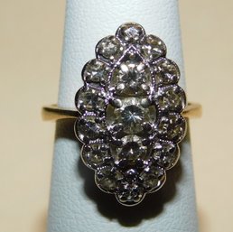 Ladies Diamond Cocktail Ring 14 KT Gold 6.6 Grams Total Weight Size About 4 1/2 Sized Down.