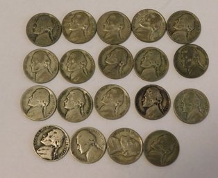 Lot Of Jefferson Nickles Mostly War Time