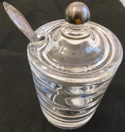 Heisey Jelly Jar With Sterling Knob Lid And Sterling Spoon Marked Frank M Whiting Co