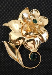 Gold Toned Sterling Silver Brooch Untested Stones .79 Troy Ounce