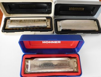 Lot Of 3 Hohner Harmonicas, Special 20, Marine Band And Special 20